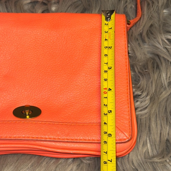 J. Crew Tilbury Coral Dark Poppy 100% Leather Crossbody Bag Purse - Picture 7 of 9